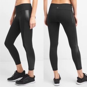 GAP blackout technology leggings faux leather strip black size XL EUC